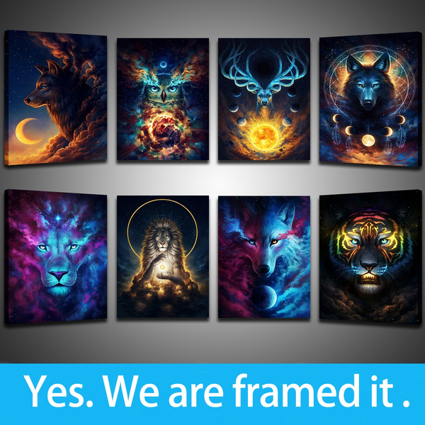 Fantasy Animals Art Room Decor Night Guardian HD Print on Canvas Dream Catcher Wolf Painting 12x16inch Framed | Wish Fantasy Animals Art Room Decor Night Guardian HD Print on Canvas Dream Catcher Wolf Painting 12x16inch Framed | Wish