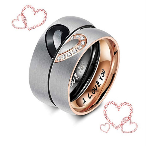Kaynka Half Heart Puzzle Promise Adjustable Couple Rings Stainless Steel  Cubic Zirconia Silver Plated Ring Price in India - Buy Kaynka Half Heart  Puzzle Promise Adjustable Couple Rings Stainless Steel Cubic Zirconia