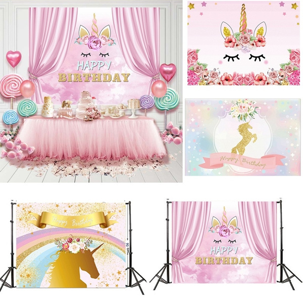 Unicorn Party Backdrop Unicorn Photo Backdrop Baby Shower Rainbow Birthday  Theme Party Diy Decoration | Wish
