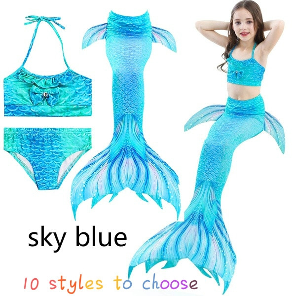 3PCS Little Custom Mermaid Tail Swimsuit Toddler Girls Kids Costume for ...