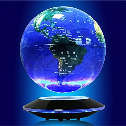 Magnetic Floating Blue Globe World Map Levitation LED Maglev Levitating Decor 8" 