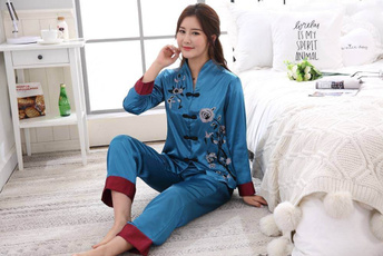 pajamaset, Chinese, sleepwearset, womenspajamaset