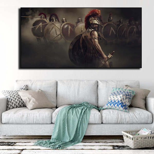 Ancient Greek Spartan Warrior Nordic Poster Vintage Sparta Hero Wall Decor Painting Minimalism Canvas Wall Art For Living Room Hallway Decor Painting Wish