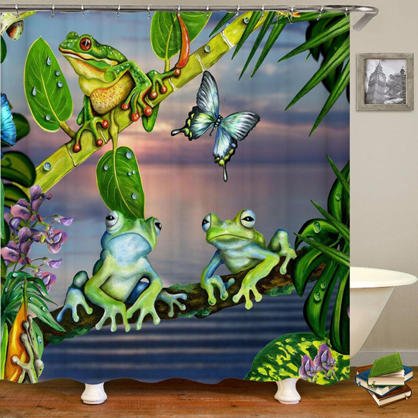 Cute Cartoon Frog Family Print Shower, Tree Frog Bathroom Set