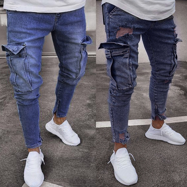 ankle ripped jeans mens