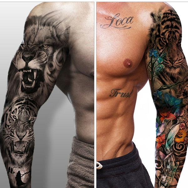 1 Sheet Sexy Wolf Full Flower Arm Temporary Tattoo Stickers For Men Women  Body Art Sleeve Tattoo Decals Girl Women Waterproof Tattoo | Wish