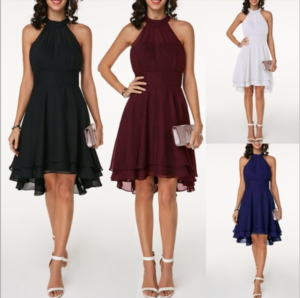 black layered chiffon dress