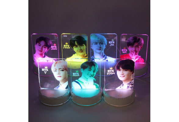 Aopostall Kpop BTS Blackpink Night Light Jimin Jungkook RM Lisa Jennie Colorful Acrylic LED Nightstand Desk Lamp 