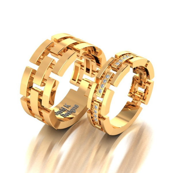 Rosegolden Princess Stainless Marriage Ring Hombres Y Traje 