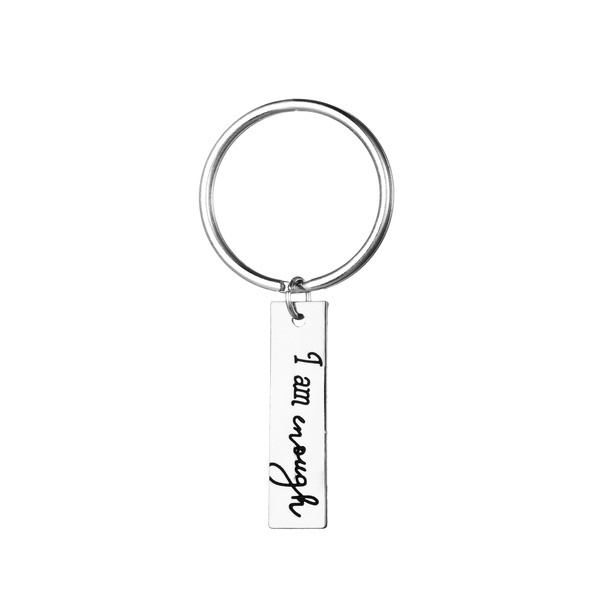 Stamped I Am Enough Keychain Ring Recovery Accessory