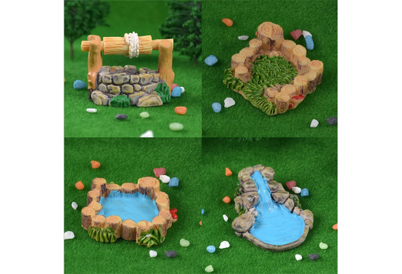 Miniature Resin Water Well Pool House Fairy Garden Landscape DIY Ornament Decor 