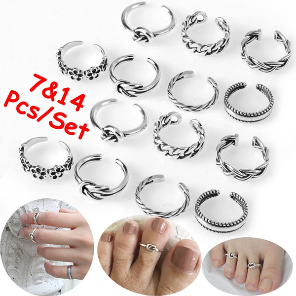 4 x Metal Charm Bell Toe Rings Women Girls Ghungroo Ethnic Adjustable Rings.  | eBay