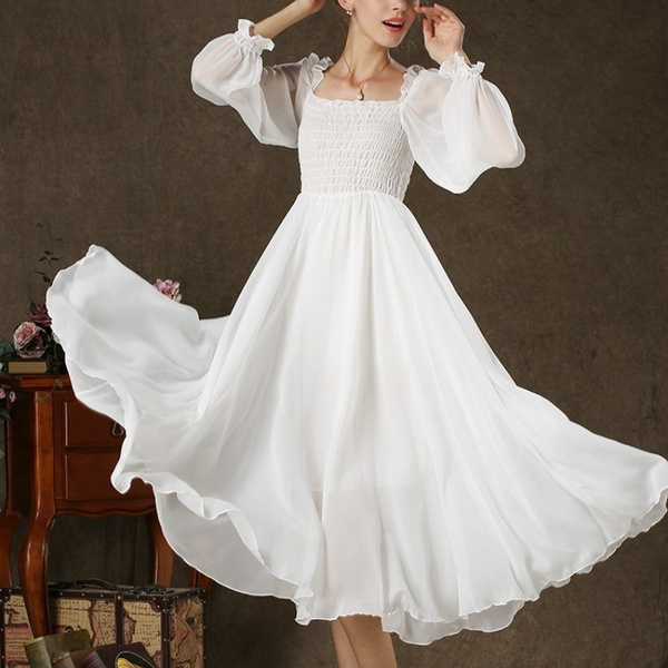 Women White Victorian Gothic Sweet 