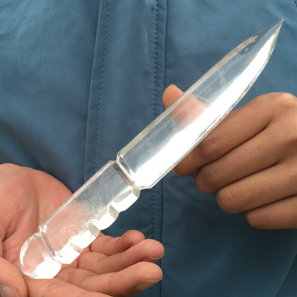 8.5inch Natural Clear Quartz hand Carved Crystal knife reiki healing