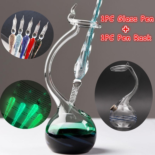 1Set Glass Signature Pen Fountain Pens Gel Pens Rack Crystal Dip Sign ...