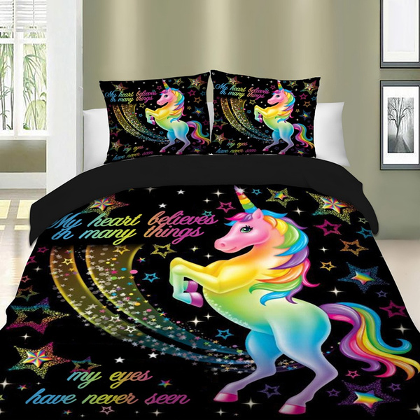 Duvet Cover Unicorn Bedding Bed, King Size Bedding On Queen Bed