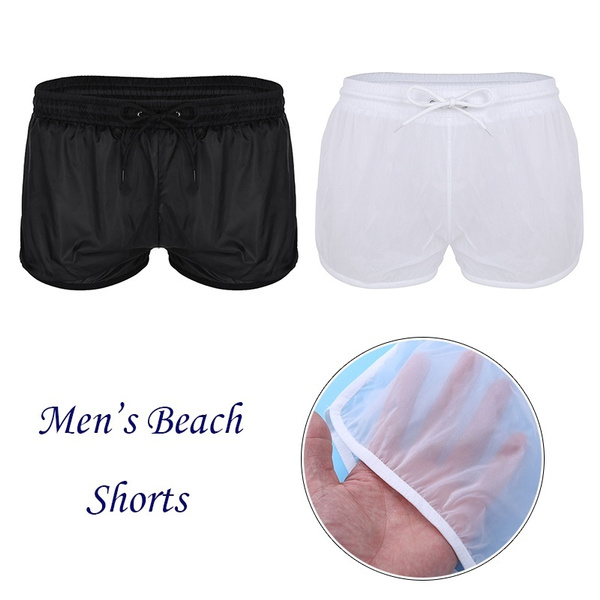 Men's Soft Mesh Underwear See-Through Boxer Briefs Trunks Swimming Wear ...
