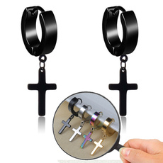 basicearring, Steel, crossearring, Hoop Earring