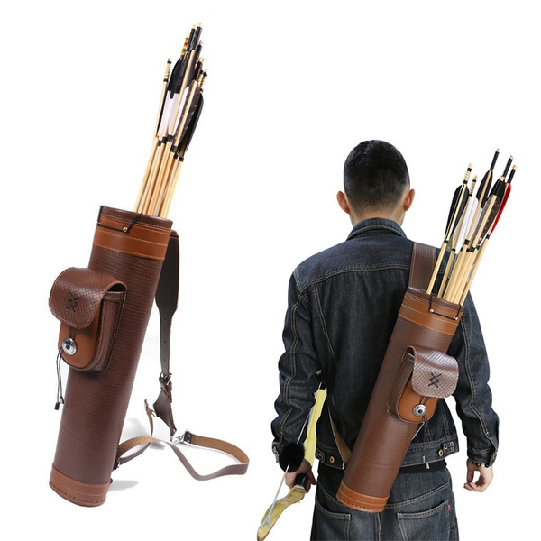 Traditional Archery Shoulder Back Quiver Bow Genuine Leather Arrow ...