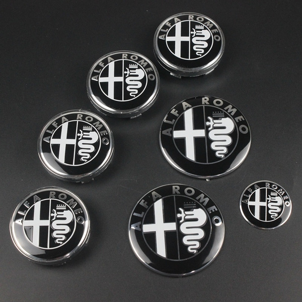 7pcs for Alfa Romeo Logo Hood Trunk Steering Wheel Badge Wheel Center Cap  Emblem Brera GT Mito Spider Giulietta Giulia 147 159