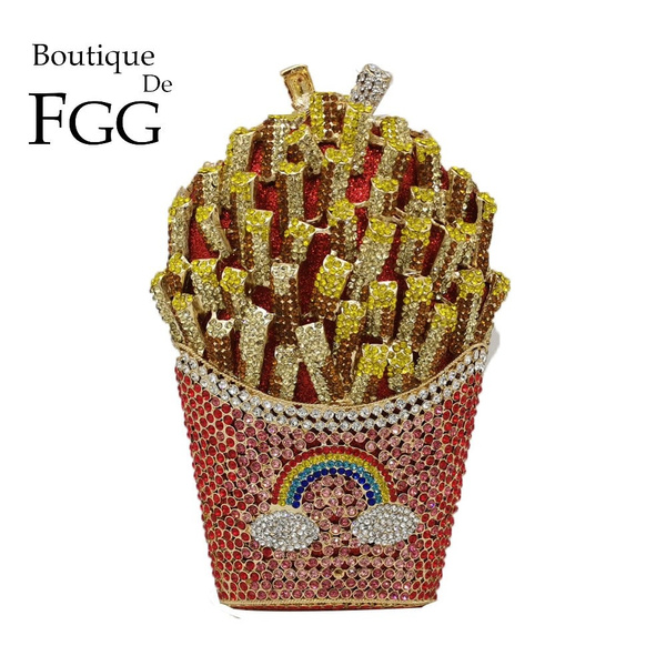 FGG, Bags, Nwt Designer French Fries Chips Clutch Crystal Bag Diamond  Wedding Handbag Purse