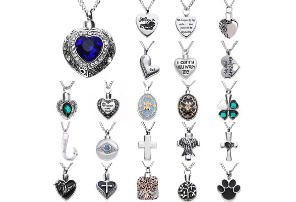 Flower Patch Heart Cremation Jewelry keepsake Memorial Pendant Ash Urn Necklace