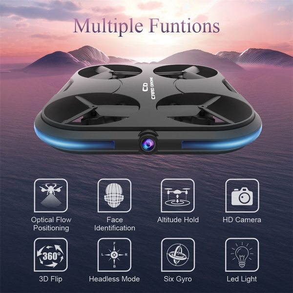 Thinnest Drone! Mini Card Drone K150 WIFI FPV HD Camera Optical Flow ufo toy RC Quadcopter with LED light (Face Identification+six gyro+optical flow positioning+altitude hold+3D flip+headless mode) | Wish