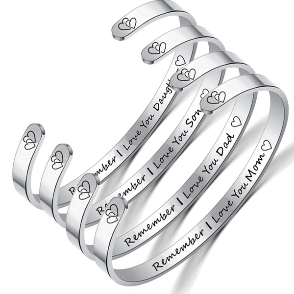 Remember I Love You Mom Dad Son Daughter Family Matching Cuff Bangle Bracelets Gift For Mother S Father S Day Wish Remember I Love You Mom Dad Son Daughter Family Matching Cuff Bangle Bracelets Gift For Mother S Father S Day Wish