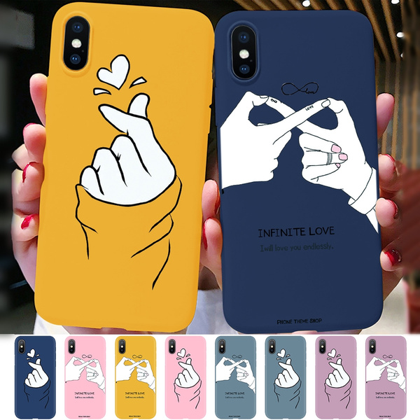 Fashion Gesture Finger Heart Couple Phone Case for iPhone X XR XS