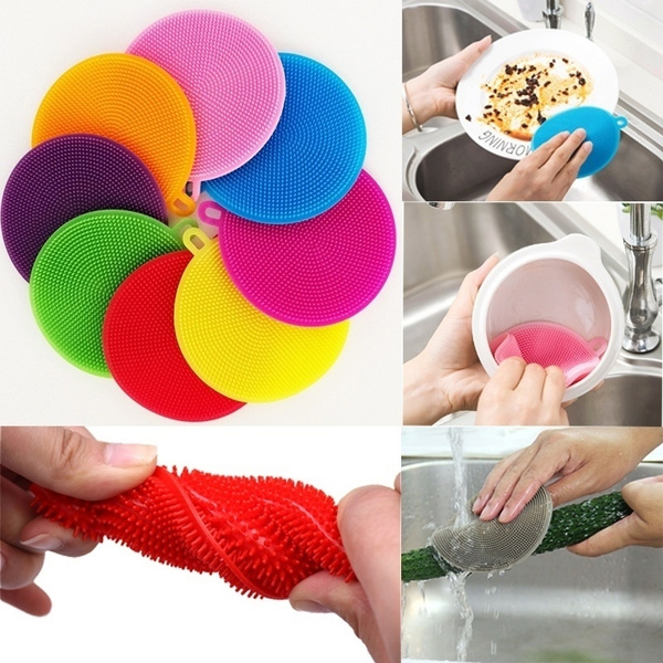 Plastic Dish Scrubbers round Pot Scrubber for Dishes Kitchen