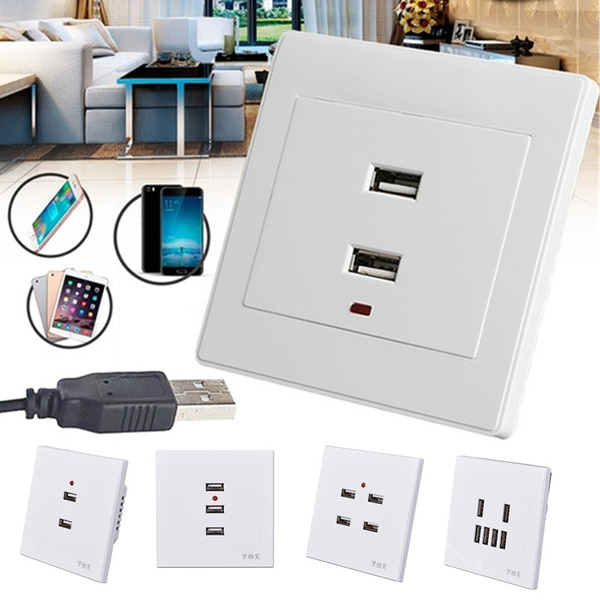 2/3/4/6  USB Wall Socket Charger AC/DC Power Adapter Plug Outlet Plate Pane SL 