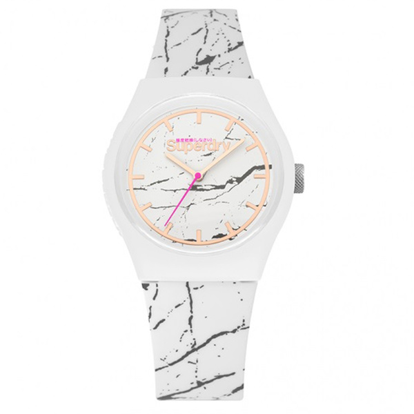 Superdry Q7425 Montre silicone Superdry blanc marbre 38 mm