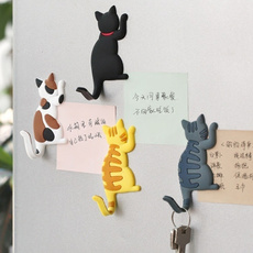 New Fashion Cute Creative Multifunction Cat Magnetic Wall Mount Keys Hook Refrigerator Sticker Fridge Magnet Decor Hanging Hook