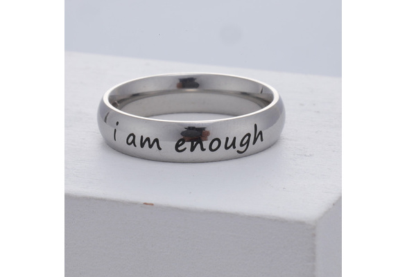 I Am Enough Stainless Steel Ring Suicide Depression Awareness Inspiration Rings
