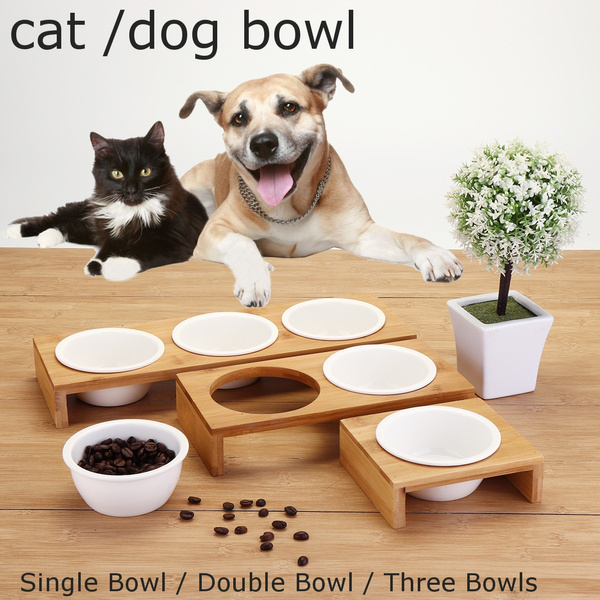 bamboo dog bowl stand