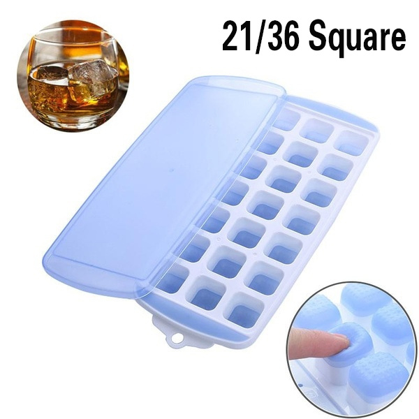 Ice Cube Trays Silicone with Lids, Large Square Easy Release