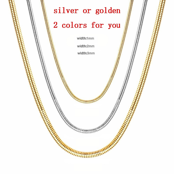 MMW Element Superflat Safety Pin Plain Necklace Chain White Gold