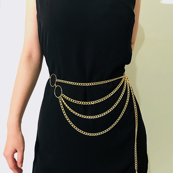 Fashion Luxury Designer Chain Belt for Women Metal Ring Loop Circle  Multi-layer Tassel Waist Belts Apparel Accessories