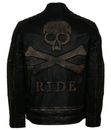 Fashion, skull, motorcycleleatherjacketmen, mensblackleatherjacket