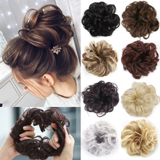 2019 New Fashion Synthetic Women Hair Pony Tail Hair Extension Bun Hairpiece Scrunchie Elastic Wedding Wave Curly