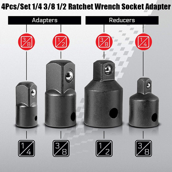 4X1/4"  3/8" 1/2"Ratchet Socket Adapter Reducer Converter Set Air Impact To F jb