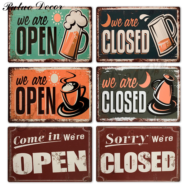 Reversible Stainless Steel Door Sign Open & Closed Shop Bar Pub Cafe Restaurant 