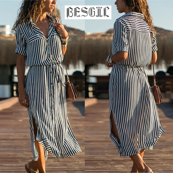 Long shirt dress striped best sale