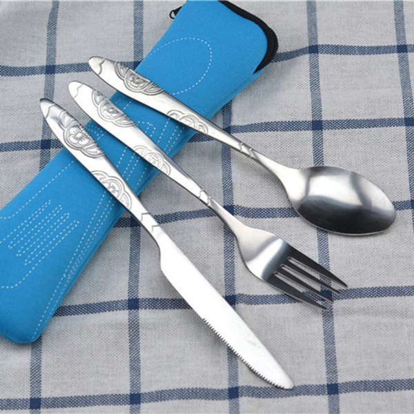 3pcs/set Stainless Steel Cutlery Set (knife, Fork, Spoon) With