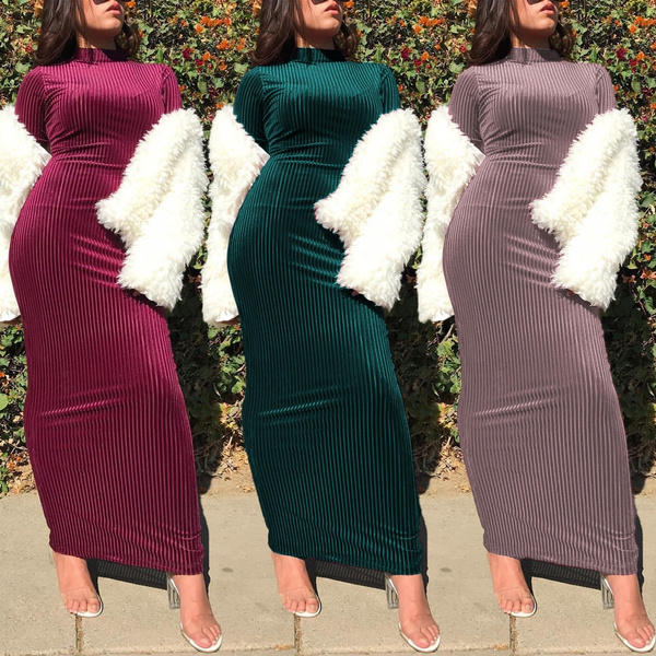 Sophisticated Pencil Dresses Long Sleeves Long Bodycon Dress Fitted Dresses Maxi Tight Dresses Muslim Women Fashion