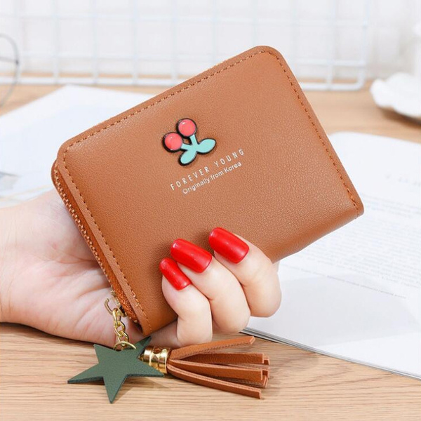Purse Bag Wallets Lady Zipper Coin Purses Cards Holder Money Bags Tassels  Woman Cherry Wallet Pouch Girls Purses Notecase Pouch
