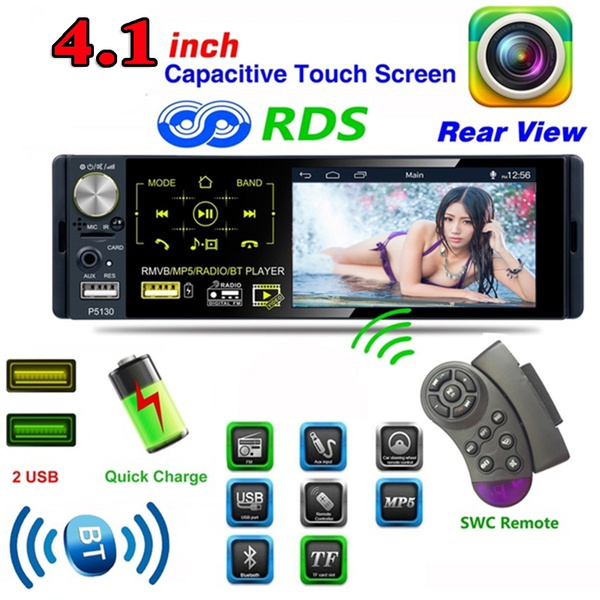 4.1" Touch Screen Car Stereo Audio In-Dash MP5 Player AM/FM Radio BT AUX USB TF 
