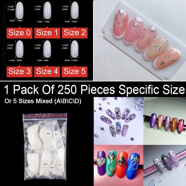 250 Pieces Of Same Size False Nails Buy Specific Fake Nail Tips For  Painting Drawing Size 0 1 2 3 4 Big Acrylic Nails Oval Nails | Wish