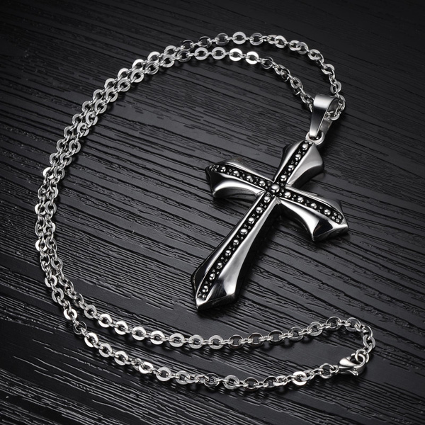 Vintage Stainless Steel Cross Pendant 