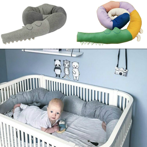 185cm Baby Infant Plush Crib Bumper Kids Bed Pad Crocodile Pillow Cotton  Cushion